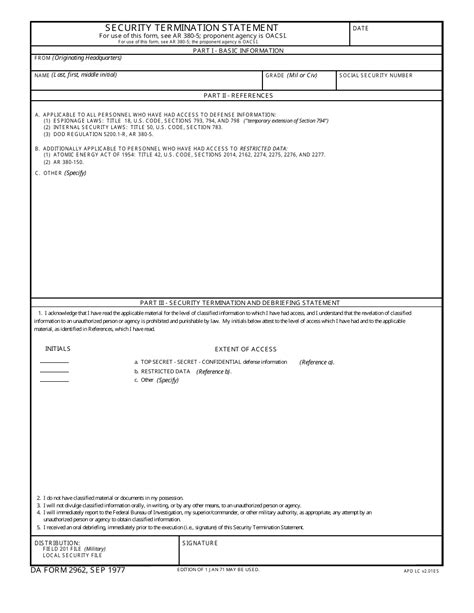 Da Form 2962 Fill Out Sign Online And Download Fillable Pdf