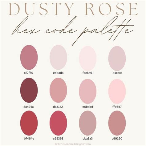 Dusty Rose Color Palette With Hex Codes And Instructions Color Palette Dusty Rose Color Hex