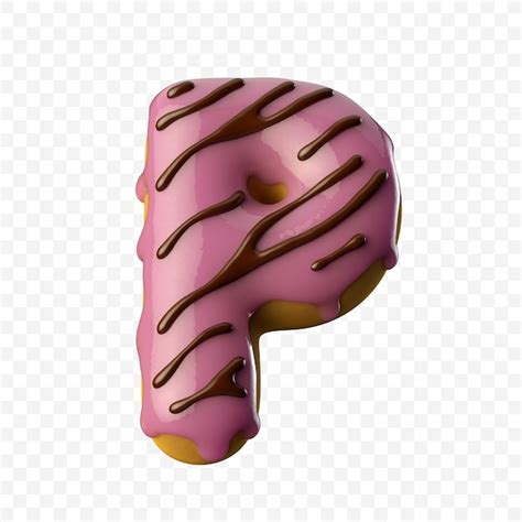 Premium Psd Glazed Pink Donut With Chocolate Letter P 3d Illustration