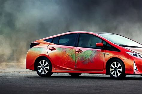 Toyota Prius With Flames Painted On It Stable Diffusion