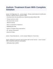 AutismTreatment Exam With Complete Solution Docx Autism Treatment