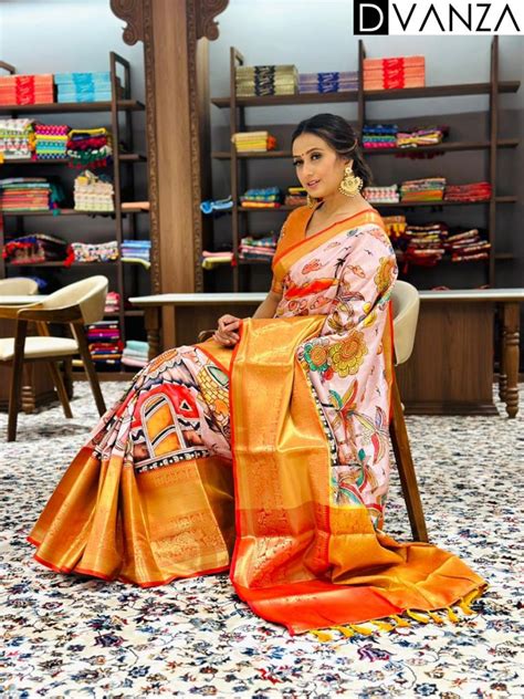 Soft Banarasi Silk Kalamkari Print Designer Party Wear Sare