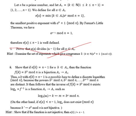 Solved Let N Be A Prime Number And Let An {k∈n∣1≤k≤n−1}