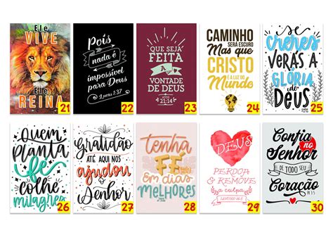 Kit 10 Quadros Frases Biblicas Deus Religião Placa Decoração