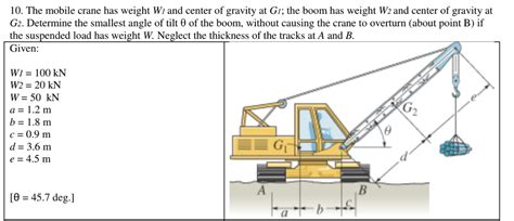 Solved The Mobile Crane Has Weight Wl And Center Of Gravity Chegg