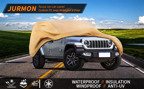 Jurmon Heavy Duty Outdoor Car Cover Custom Fit For Jeep Wrangler 4 Door Windproof