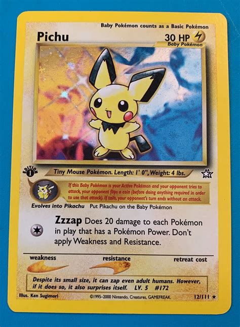 St Edition Pichu Neo Genesis Set Holo Rare Vintage Pokemon Card