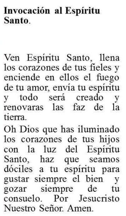 Invocación al Espíritu Santo Oraciones Acto de contricion oracion