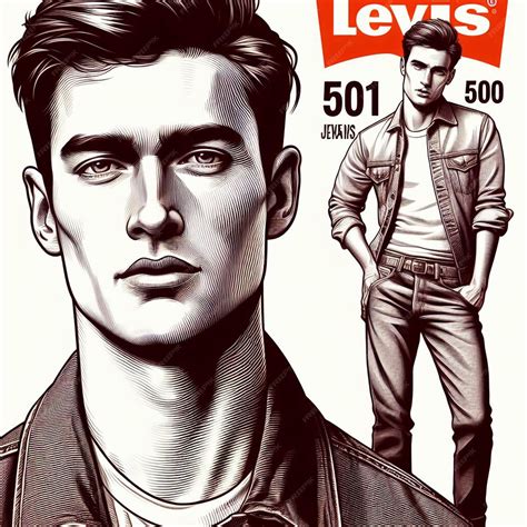 Premium Vector Retro Levis 501 Jeans Model Guy Girl Woman Vector