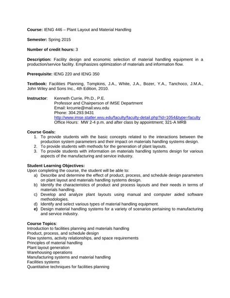 PDF IENG 446 Plant Layout And Material Handling A Facilities