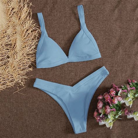 40 Vrouwen Stukken Effen Kleur Bikini Set Brazil Grandado