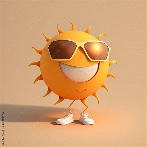 Cute Cartoon Sun Character With Sunglasses Generative Ai Stock Illustration Adobe Stock