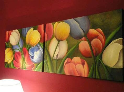 Cuadro De Tulipanes Realizado Con Oleo De 1 20 Mts Tulip Painting