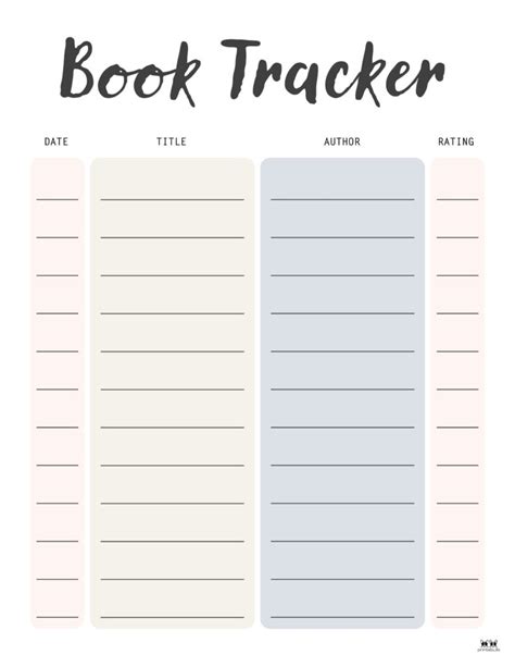 Book Trackers 15 Free Trackers Printabulls