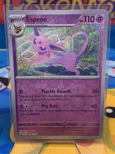 Espeon 086 197 Reverse Holo Pokemon TCG Obsidian Flames EBay