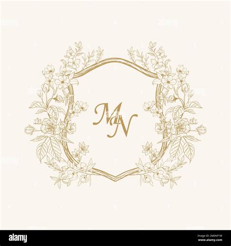 MN Initial Wedding Monogram Logo Crest Wedding Logo Design Custom