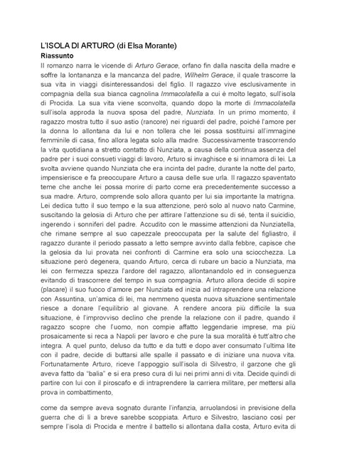 Riassunto Libro Lisola Di Arturo” Schemi E Mappe Concettuali Di