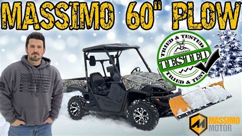 Massimo 60” Utv Atv Snow Plow Install Review And Demo Alli 500 Side By Side Plowing A Foot Of