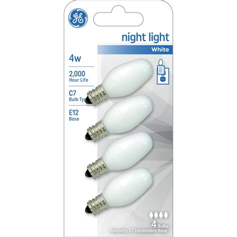 Ge Incandescent 4 Watt White Night Light Bulbs 4pk