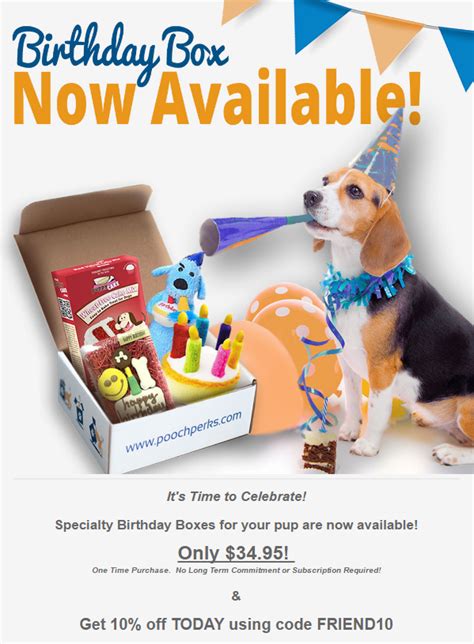 Pooch Perks Birthday Box Coupon Pooch Perks Birthday Boxes Now