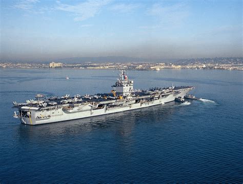 An Aerial Starboard View Of The Nuclear Powered Aircraft Carrier Uss