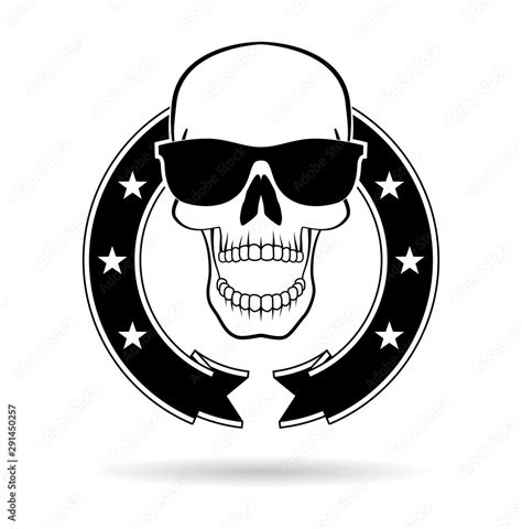 Totenkopf Logo Sterne Kreis Stock Vector | Adobe Stock