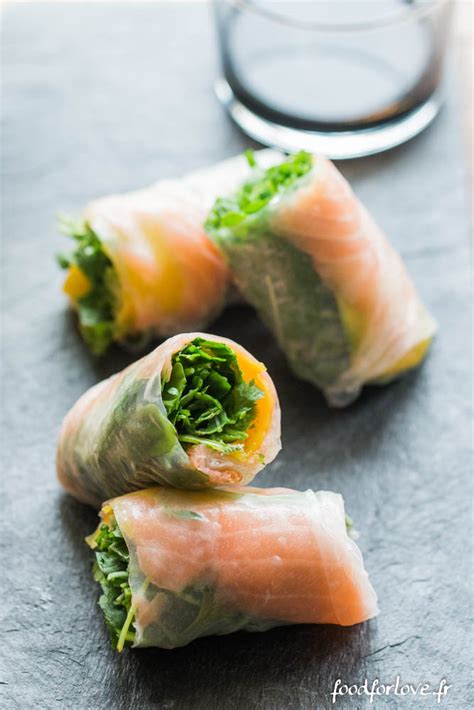 Rouleaux Au Saumon Fum La Mangue Roquette Coriandre Et Avocat