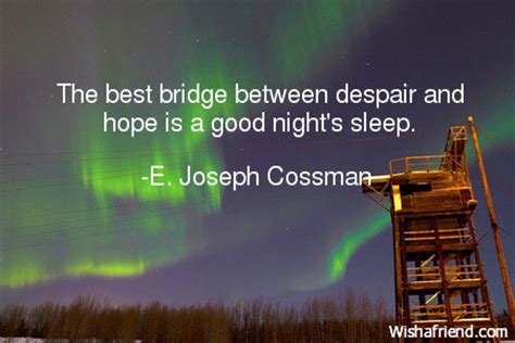 The Best Bridge Between Despair And Good Night Quote