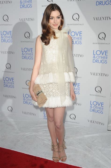 Anne Hathaway Leggy In Little White Lace Dress At Love Other Drugs Screening Porn Pictures