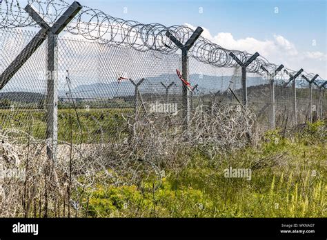 Greece, border to North Macedonia, border fence at Idomeni Stock Photo ...