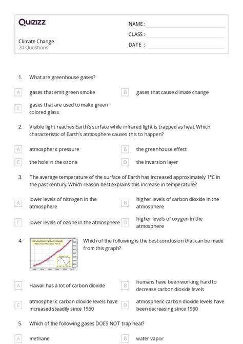 World Climate And Climate Change Worksheets For Th Class On