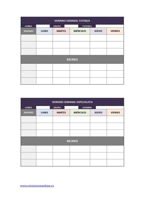 Calendario De Reuniones Y Horarios Primaria Editable