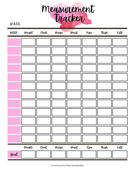 Printable Weight Loss Journal Pink Weekly Weigh In Etsy