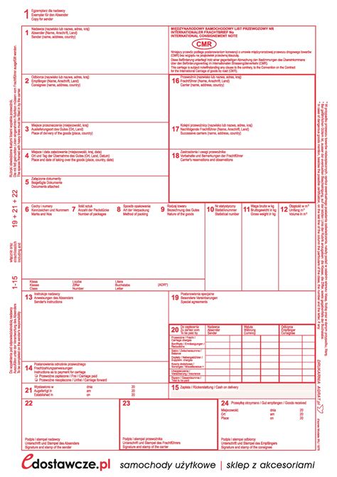 Druk Cmr Przewozowy Mi Dzynarodowy Org Kopie Druk Cmr Przewozowy