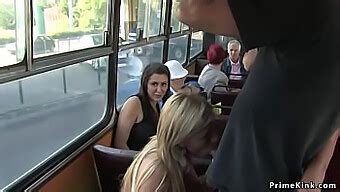 Blonde Gets Facial In Public Bus Orgy