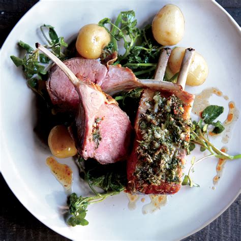 Herb Crusted Rack Of Lamb With New Potatoes Epicurious