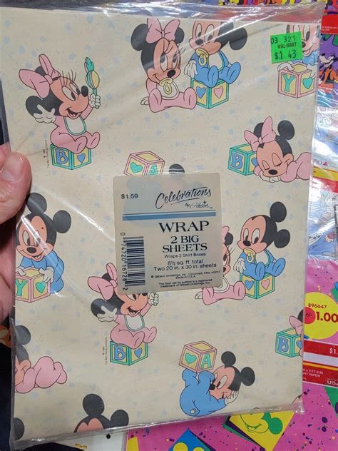 Lot 10 Gibson Hallmark Walt Disney Mickey Mouse Gift Wrap Present