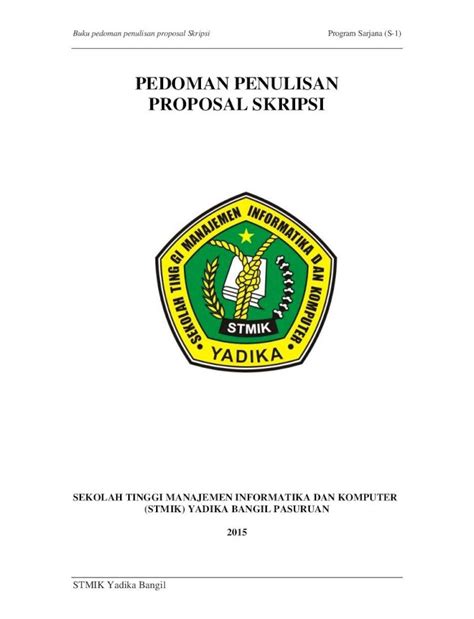 Pdf Pedoman Penulisan Proposal Skripsi Stmik Yadika Ac Idstmik