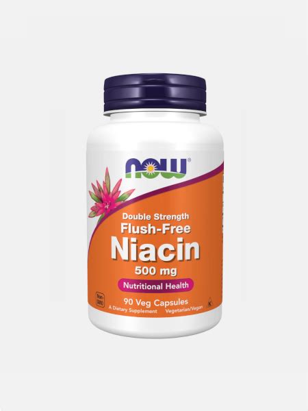 Niacin Double Strength Flush Free 500mg 90 cápsulas Now NutriBio