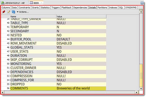 Managing Table And Column Comments In Oracle Sql Developer