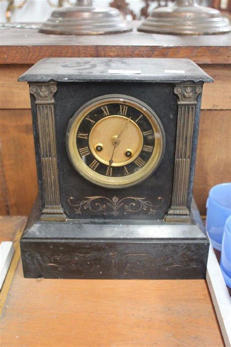 Antique Slate Clock No Key Or Pendulum Clocks Marble And Slate