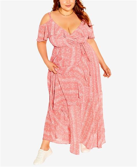 City Chic Trendy Plus Size Ditsy Stripe Maxi Dress Macys