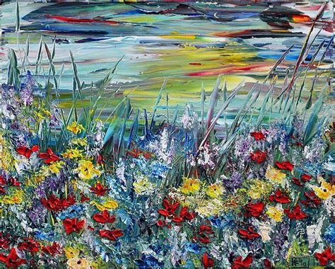 Flower Field Painting Flower Field Fine Art Print By TERESA WEGRZYN