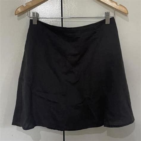 Nude Lucy Nima Linen Mini Skirt In Charcoal Dark Depop