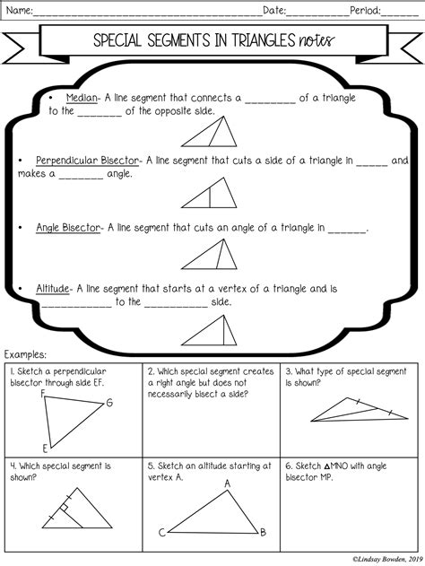 Triangle Centers Notes And Worksheets Lindsay Bowden