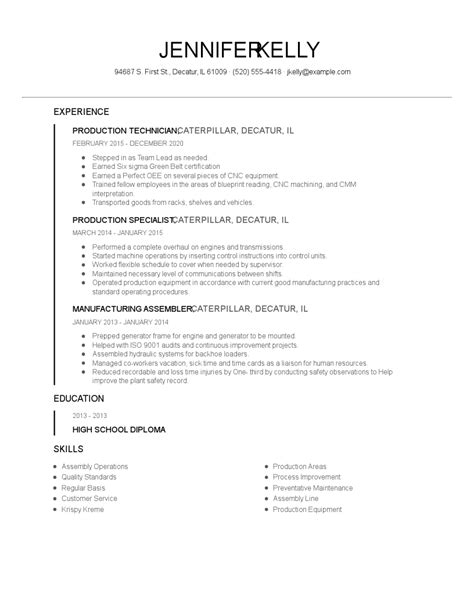 Production Technician Resume Examples and Tips - Zippia