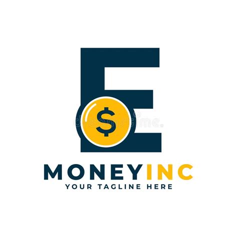 Cash Logo Letter E With Coin Money Logo Design Template Stock Vector