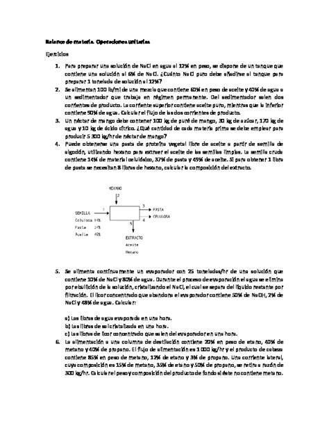 Balance De Materia Ejercicios PDFCOFFEE