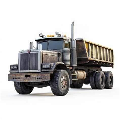 heavy haul truck isolated   solid white background premium ai
