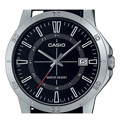 Casio Standard Analog Leather Strap Black Dial Quartz Mtp V L C Men